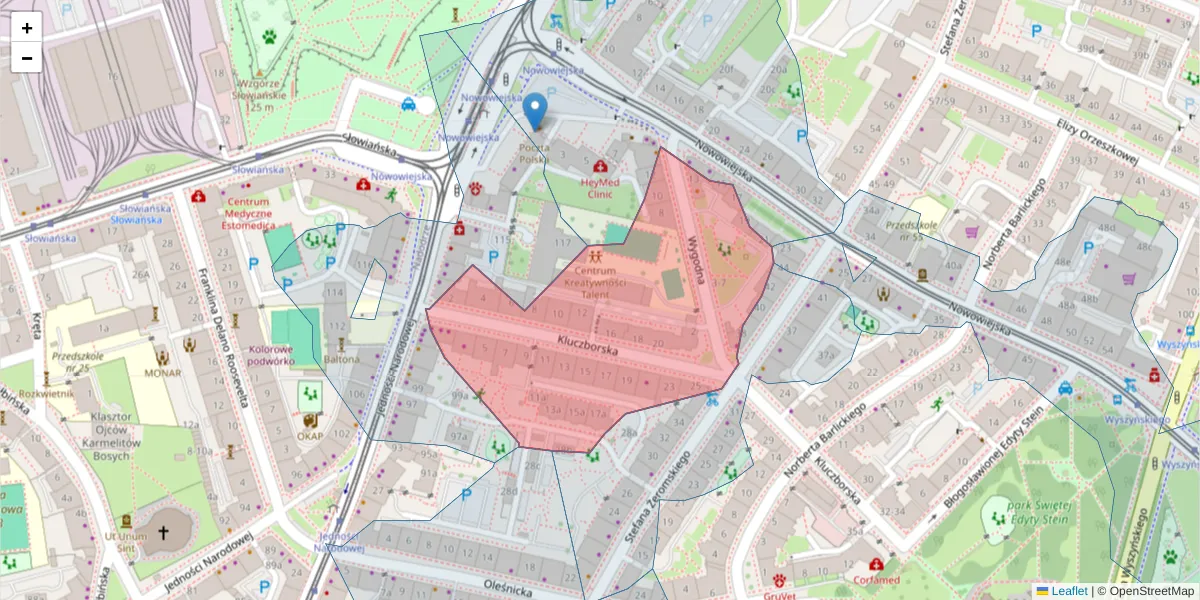 Szczegółowa mapa kodu pocztowego 50-323 z granicami, sąsiednimi kodami pocztowymi i urzędami pocztowymi