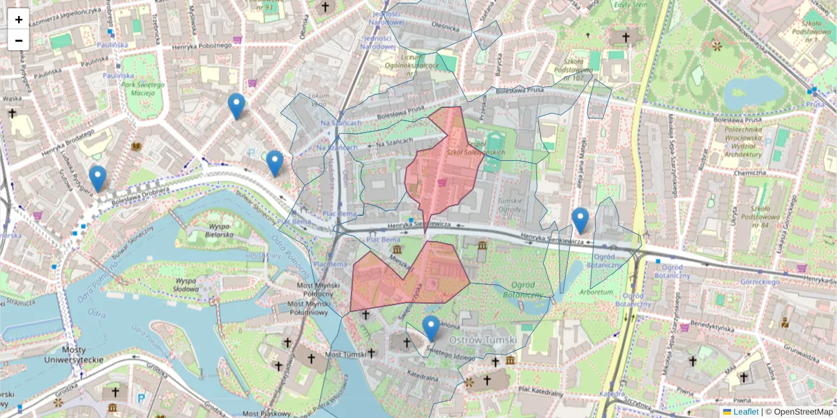 Szczegółowa mapa kodu pocztowego 50-327 z granicami, sąsiednimi kodami pocztowymi i urzędami pocztowymi