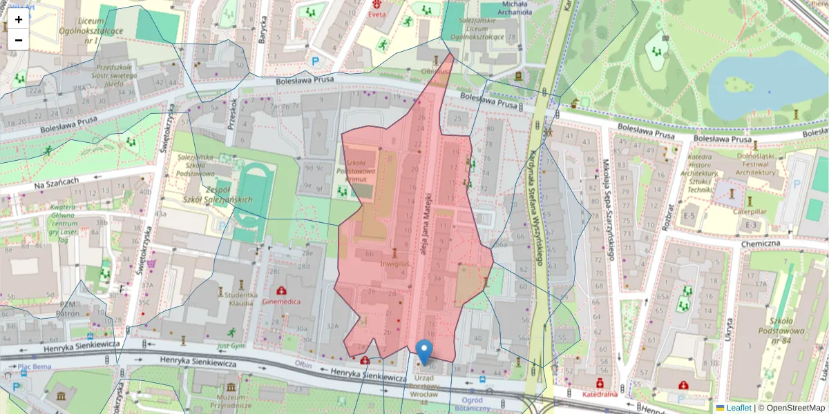 Szczegółowa mapa kodu pocztowego 50-333 z granicami, sąsiednimi kodami pocztowymi i urzędami pocztowymi