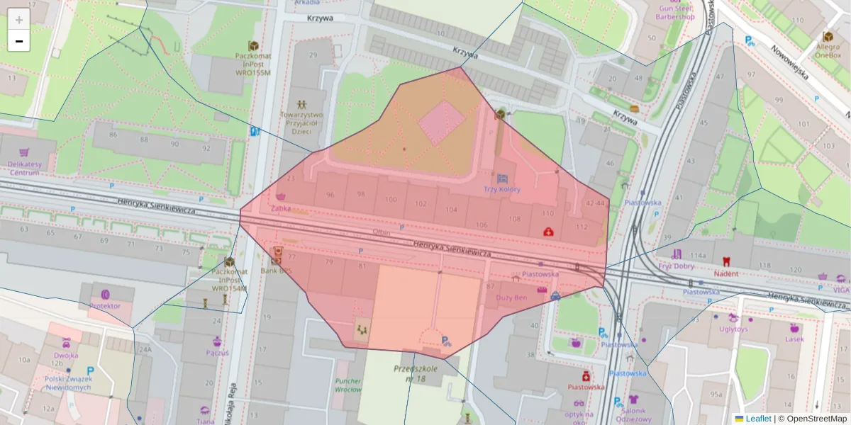 Szczegółowa mapa kodu pocztowego 50-348 z granicami, sąsiednimi kodami pocztowymi i urzędami pocztowymi