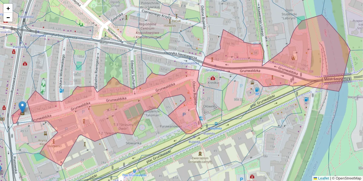 Szczegółowa mapa kodu pocztowego 50-357 z granicami, sąsiednimi kodami pocztowymi i urzędami pocztowymi