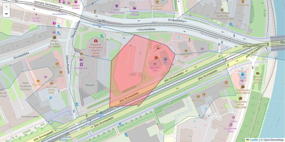 Szczegółowa mapa kodu pocztowego 50-364 z granicami, sąsiednimi kodami pocztowymi i urzędami pocztowymi