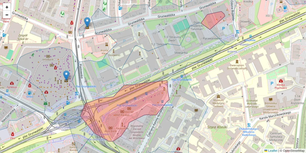 Szczegółowa mapa kodu pocztowego 50-365 z granicami, sąsiednimi kodami pocztowymi i urzędami pocztowymi