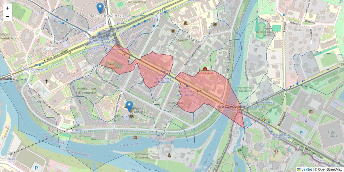 Szczegółowa mapa kodu pocztowego 50-369 z granicami, sąsiednimi kodami pocztowymi i urzędami pocztowymi