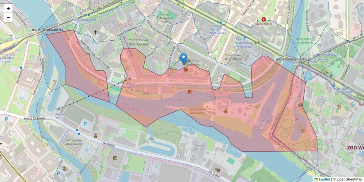 Szczegółowa mapa kodu pocztowego 50-370 z granicami, sąsiednimi kodami pocztowymi i urzędami pocztowymi
