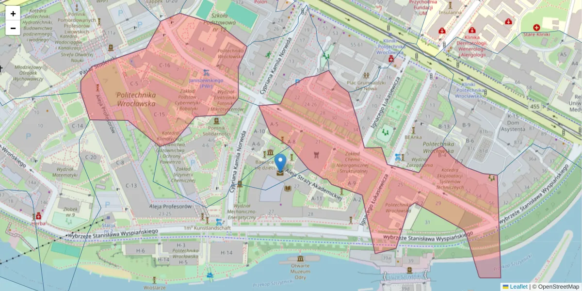 Szczegółowa mapa kodu pocztowego 50-372 z granicami, sąsiednimi kodami pocztowymi i urzędami pocztowymi
