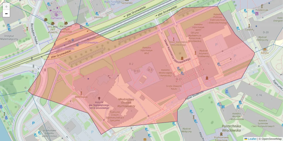 Szczegółowa mapa kodu pocztowego 50-377 z granicami, sąsiednimi kodami pocztowymi i urzędami pocztowymi