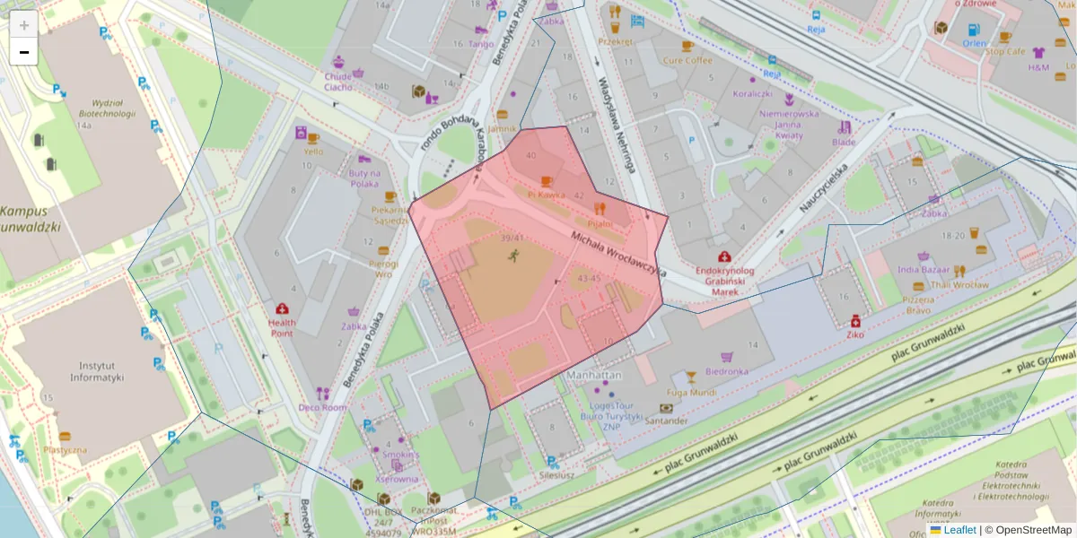 Szczegółowa mapa kodu pocztowego 50-380 z granicami, sąsiednimi kodami pocztowymi i urzędami pocztowymi