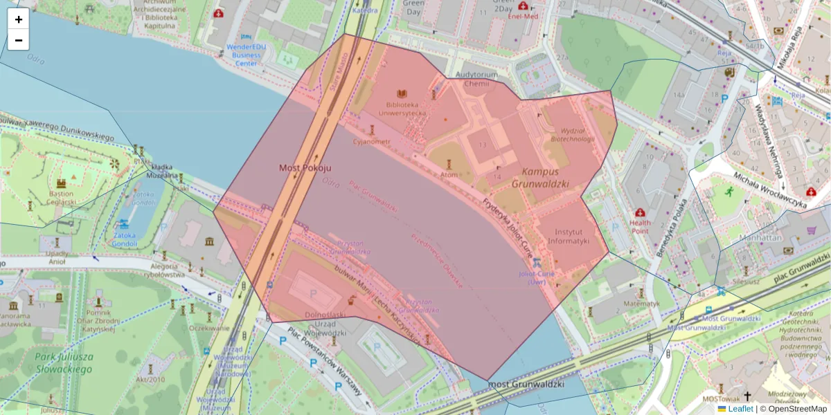Szczegółowa mapa kodu pocztowego 50-383 z granicami, sąsiednimi kodami pocztowymi i urzędami pocztowymi