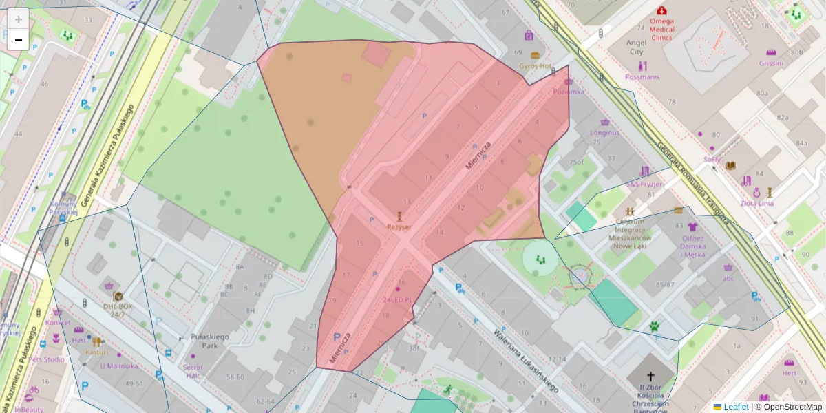 Szczegółowa mapa kodu pocztowego 50-435 z granicami, sąsiednimi kodami pocztowymi i urzędami pocztowymi