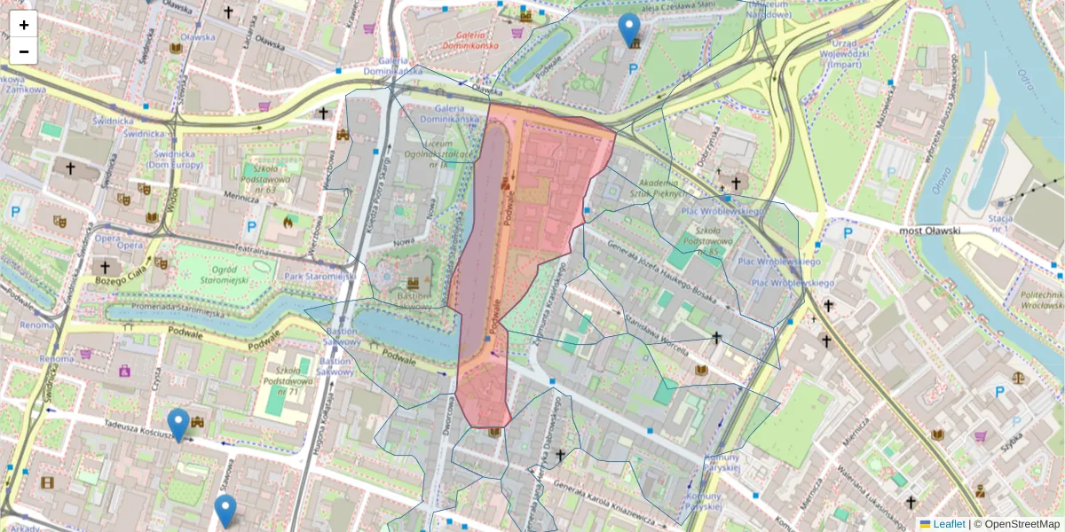 Szczegółowa mapa kodu pocztowego 50-449 z granicami, sąsiednimi kodami pocztowymi i urzędami pocztowymi