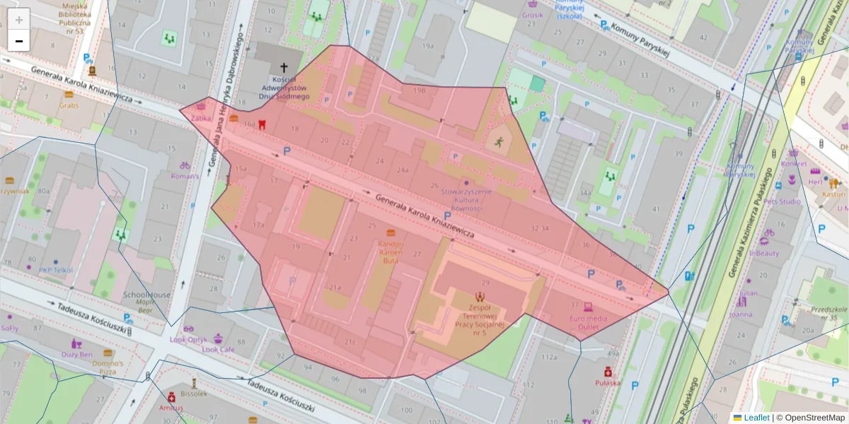 Szczegółowa mapa kodu pocztowego 50-455 z granicami, sąsiednimi kodami pocztowymi i urzędami pocztowymi
