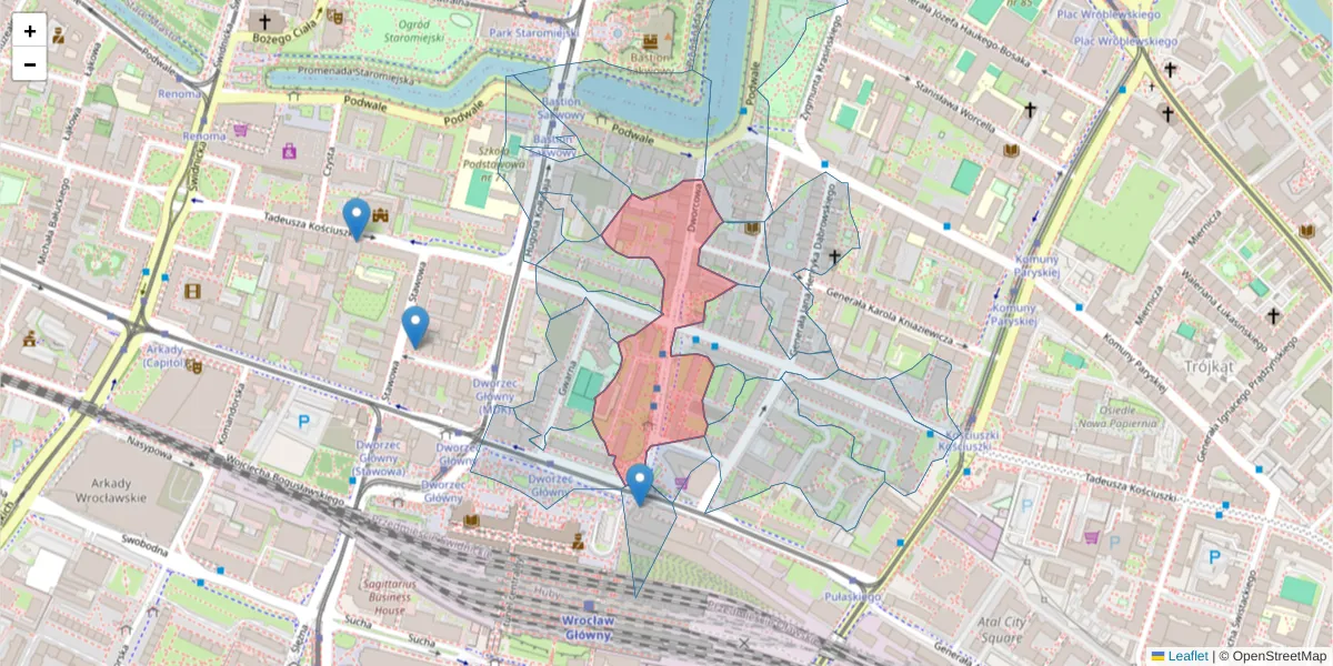 Szczegółowa mapa kodu pocztowego 50-456 z granicami, sąsiednimi kodami pocztowymi i urzędami pocztowymi