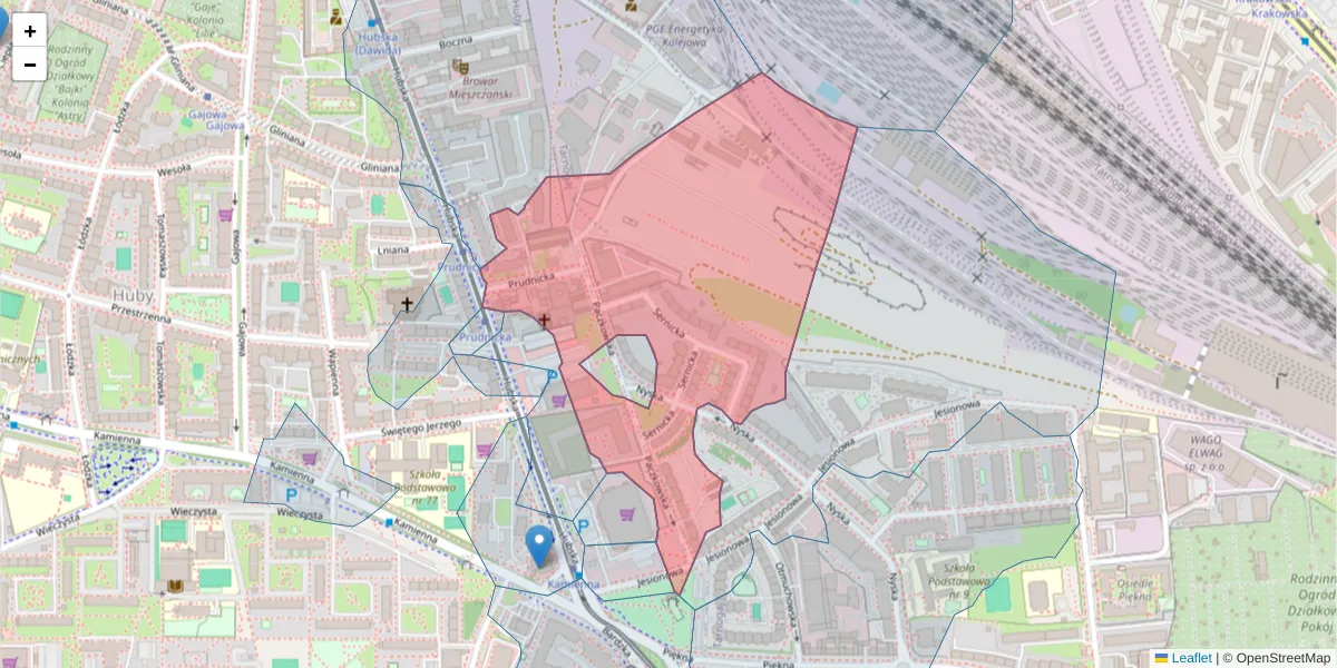 Szczegółowa mapa kodu pocztowego 50-503 z granicami, sąsiednimi kodami pocztowymi i urzędami pocztowymi