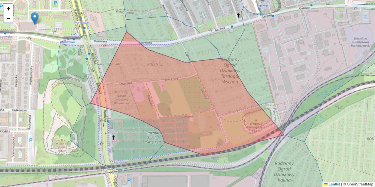 Szczegółowa mapa kodu pocztowego 50-508 z granicami, sąsiednimi kodami pocztowymi i urzędami pocztowymi