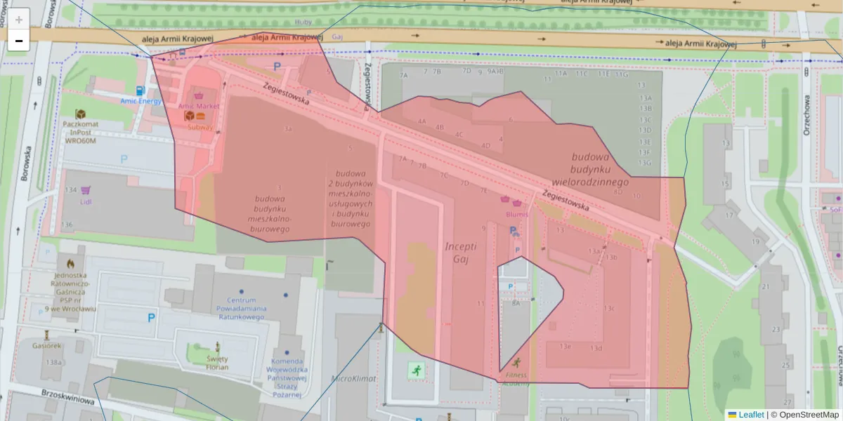 Szczegółowa mapa kodu pocztowego 50-542 z granicami, sąsiednimi kodami pocztowymi i urzędami pocztowymi