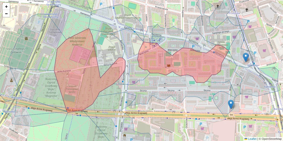 Szczegółowa mapa kodu pocztowego 50-550 z granicami, sąsiednimi kodami pocztowymi i urzędami pocztowymi