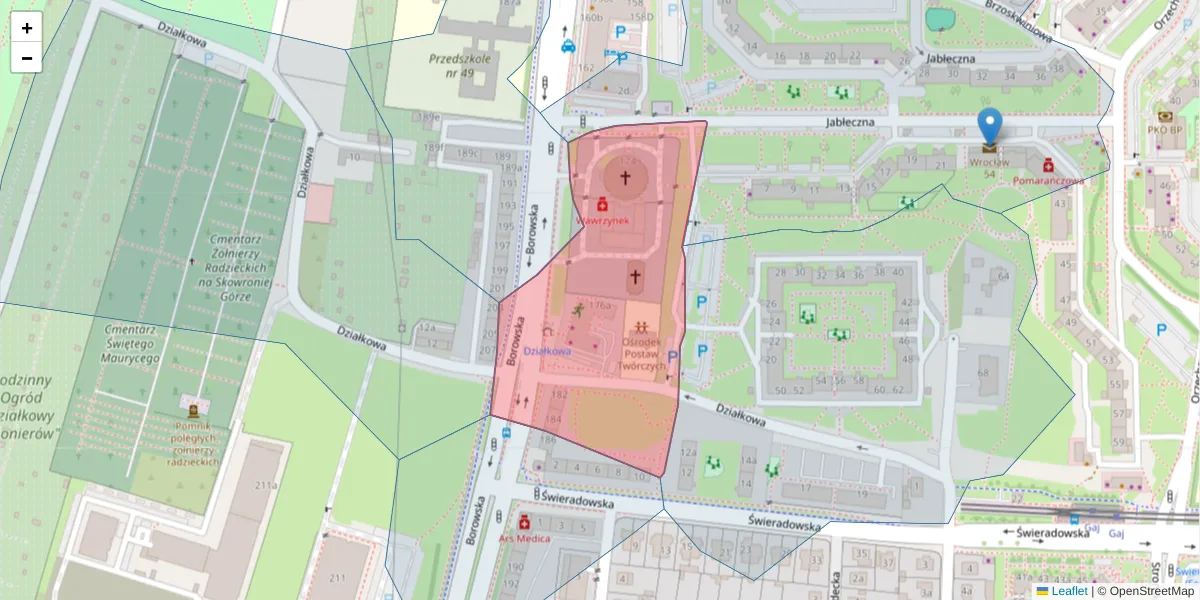 Szczegółowa mapa kodu pocztowego 50-554 z granicami, sąsiednimi kodami pocztowymi i urzędami pocztowymi