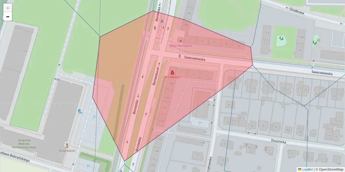 Szczegółowa mapa kodu pocztowego 50-557 z granicami, sąsiednimi kodami pocztowymi i urzędami pocztowymi