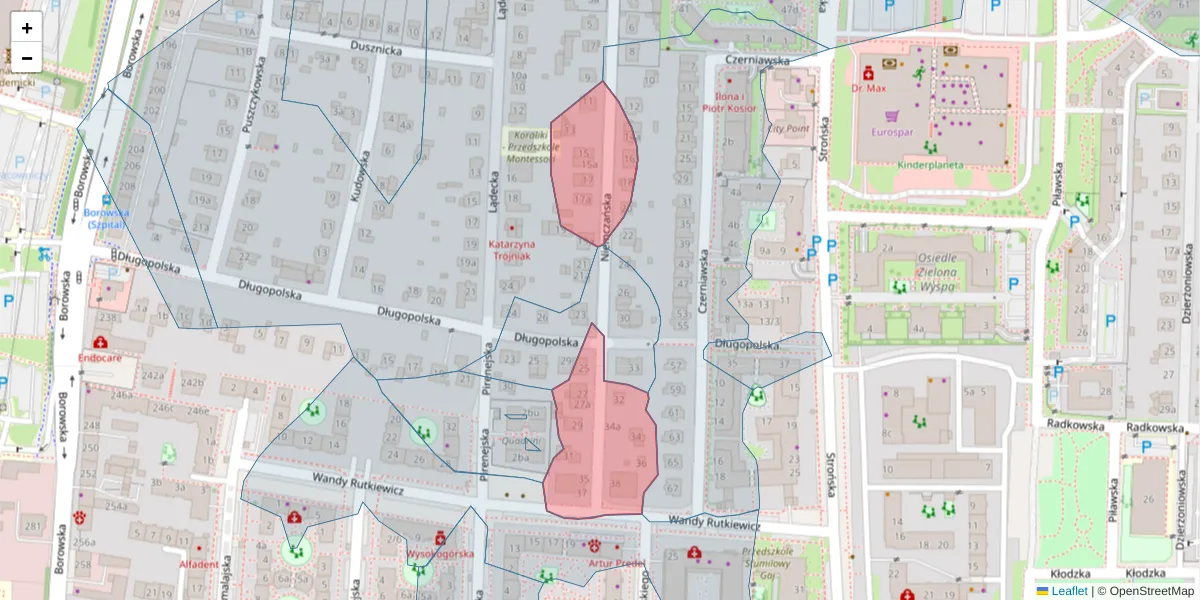 Szczegółowa mapa kodu pocztowego 50-561 z granicami, sąsiednimi kodami pocztowymi i urzędami pocztowymi