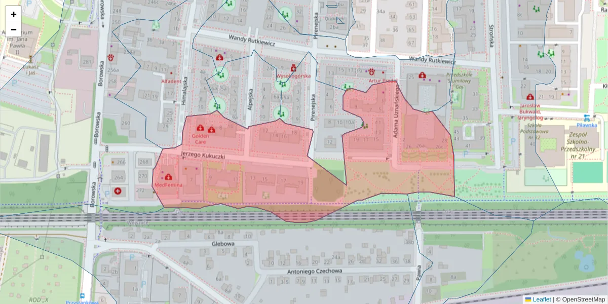 Szczegółowa mapa kodu pocztowego 50-570 z granicami, sąsiednimi kodami pocztowymi i urzędami pocztowymi