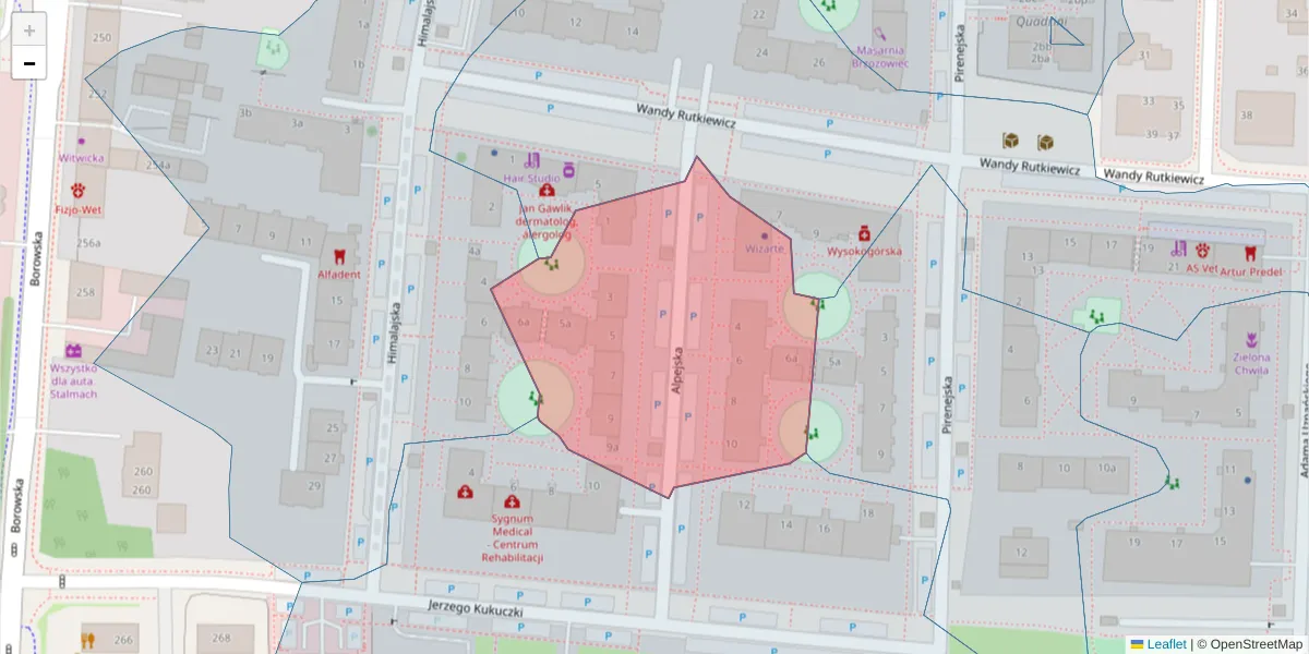 Szczegółowa mapa kodu pocztowego 50-573 z granicami, sąsiednimi kodami pocztowymi i urzędami pocztowymi