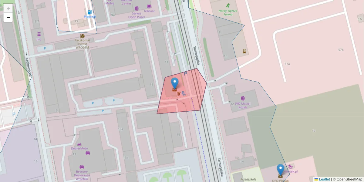 Szczegółowa mapa kodu pocztowego 50-580 z granicami, sąsiednimi kodami pocztowymi i urzędami pocztowymi