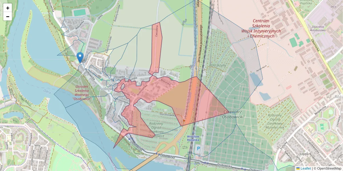 Szczegółowa mapa kodu pocztowego 51-009 z granicami, sąsiednimi kodami pocztowymi i urzędami pocztowymi