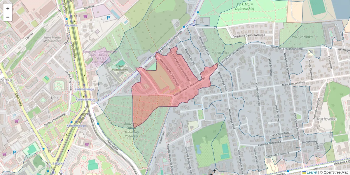Szczegółowa mapa kodu pocztowego 51-122 z granicami, sąsiednimi kodami pocztowymi i urzędami pocztowymi