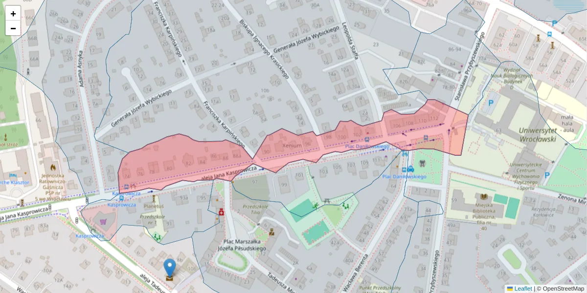 Szczegółowa mapa kodu pocztowego 51-145 z granicami, sąsiednimi kodami pocztowymi i urzędami pocztowymi