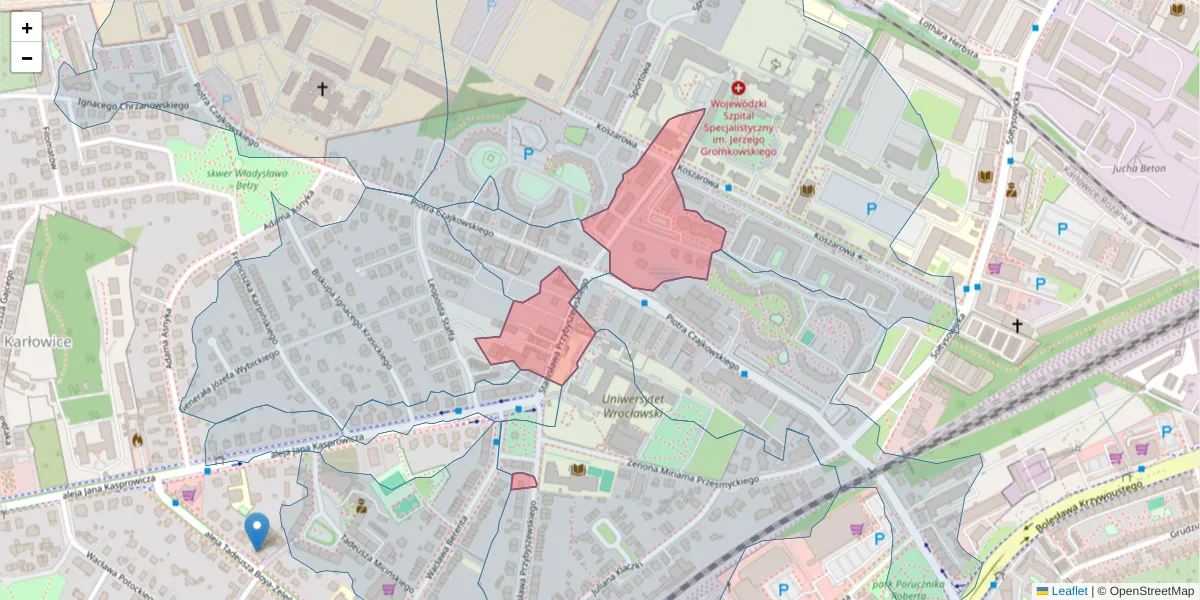 Szczegółowa mapa kodu pocztowego 51-148 z granicami, sąsiednimi kodami pocztowymi i urzędami pocztowymi