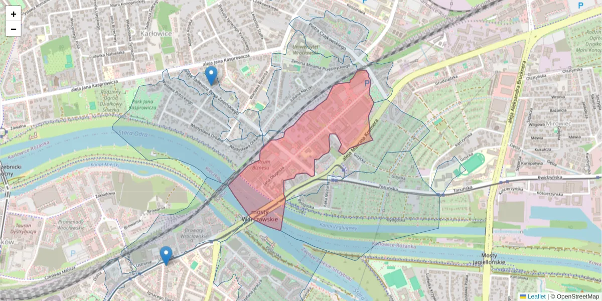 Szczegółowa mapa kodu pocztowego 51-162 z granicami, sąsiednimi kodami pocztowymi i urzędami pocztowymi