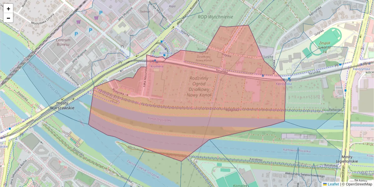 Szczegółowa mapa kodu pocztowego 51-164 z granicami, sąsiednimi kodami pocztowymi i urzędami pocztowymi