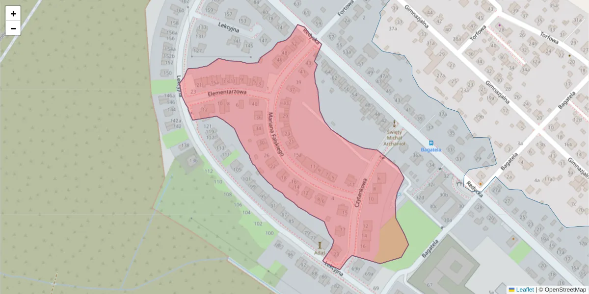 Szczegółowa mapa kodu pocztowego 51-173 z granicami, sąsiednimi kodami pocztowymi i urzędami pocztowymi