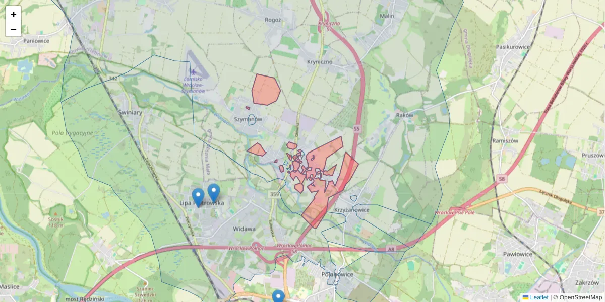 Szczegółowa mapa kodu pocztowego 51-188 z granicami, sąsiednimi kodami pocztowymi i urzędami pocztowymi