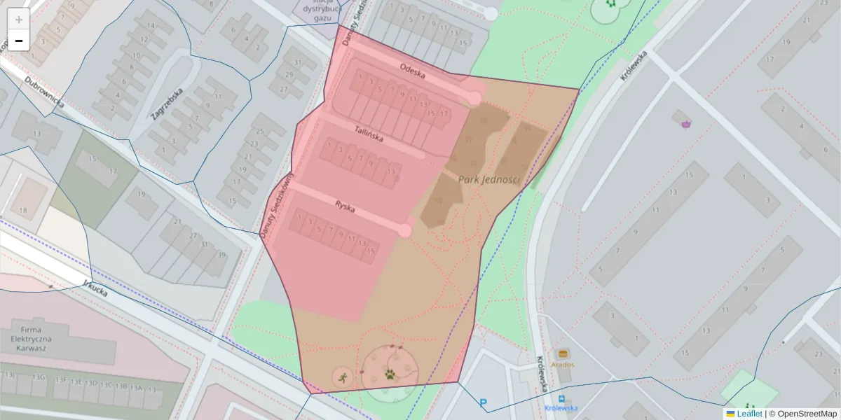 Szczegółowa mapa kodu pocztowego 51-205 z granicami, sąsiednimi kodami pocztowymi i urzędami pocztowymi
