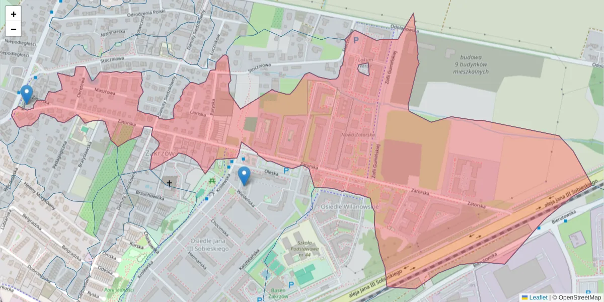 Szczegółowa mapa kodu pocztowego 51-215 z granicami, sąsiednimi kodami pocztowymi i urzędami pocztowymi