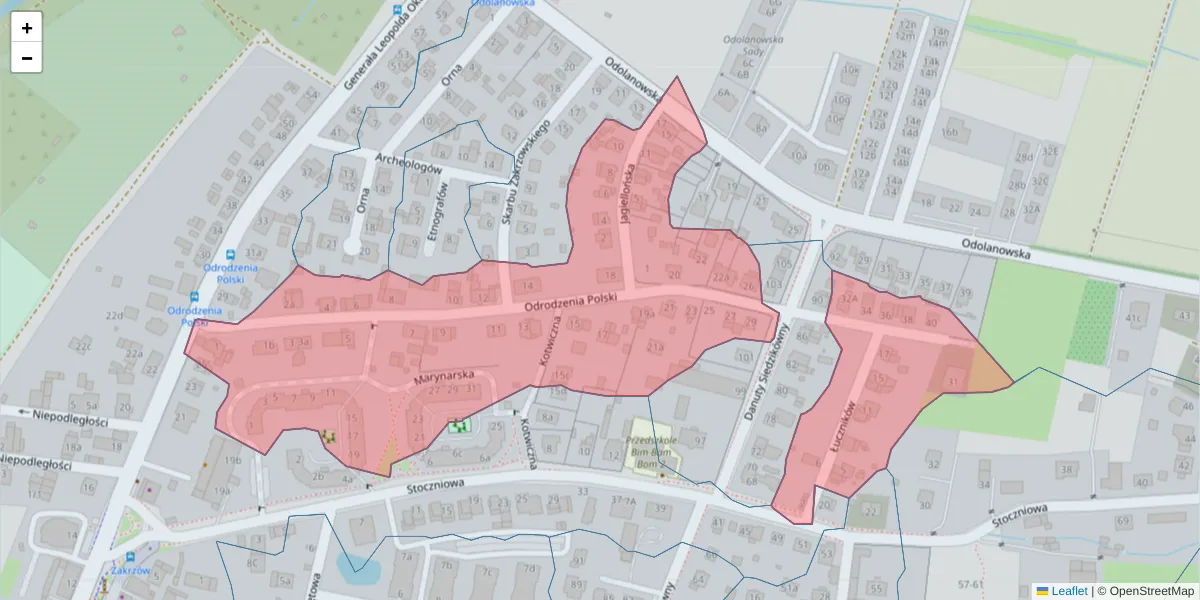 Szczegółowa mapa kodu pocztowego 51-218 z granicami, sąsiednimi kodami pocztowymi i urzędami pocztowymi