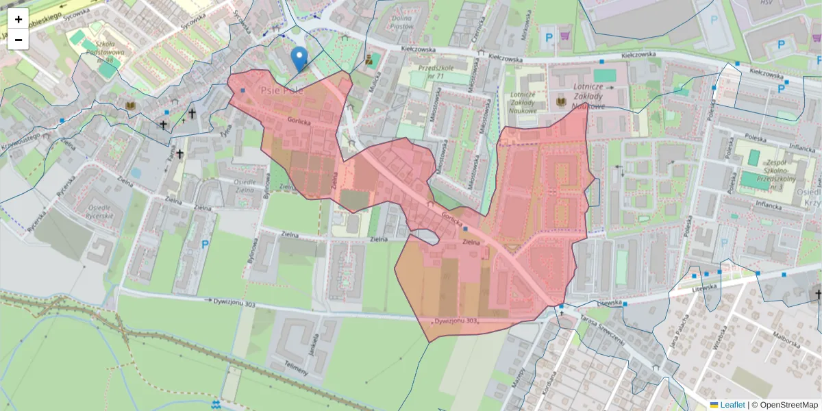 Szczegółowa mapa kodu pocztowego 51-314 z granicami, sąsiednimi kodami pocztowymi i urzędami pocztowymi