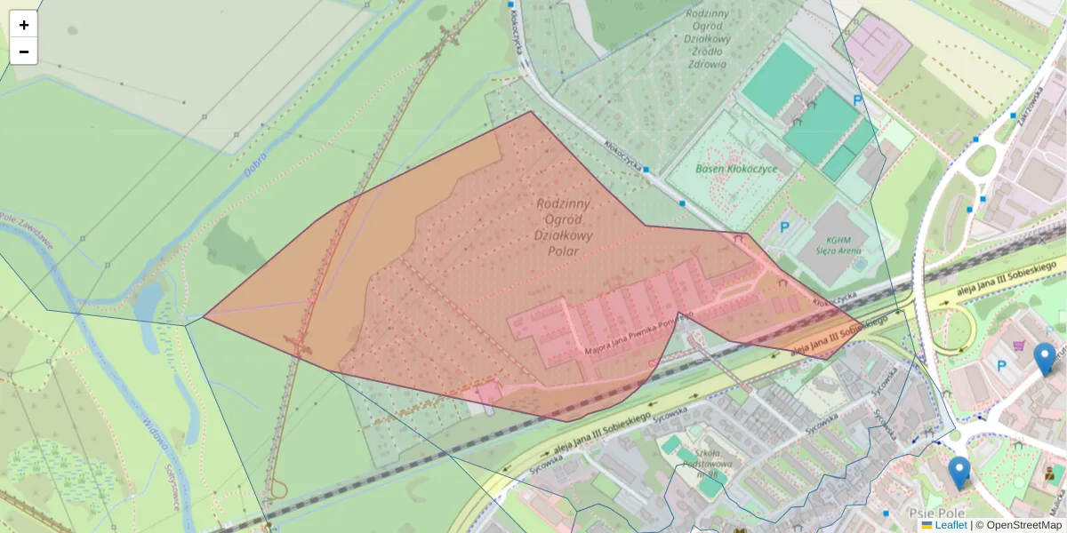 Szczegółowa mapa kodu pocztowego 51-321 z granicami, sąsiednimi kodami pocztowymi i urzędami pocztowymi