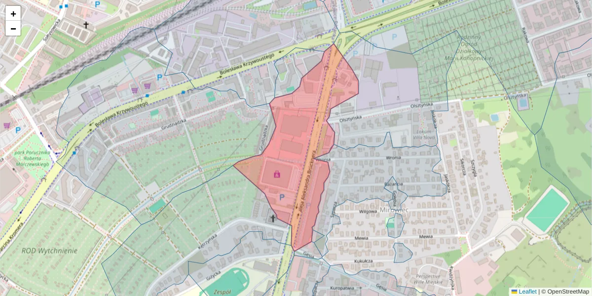 Szczegółowa mapa kodu pocztowego 51-411 z granicami, sąsiednimi kodami pocztowymi i urzędami pocztowymi