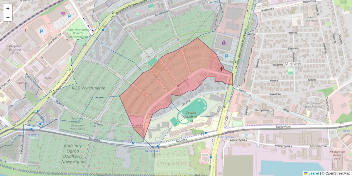 Szczegółowa mapa kodu pocztowego 51-413 z granicami, sąsiednimi kodami pocztowymi i urzędami pocztowymi