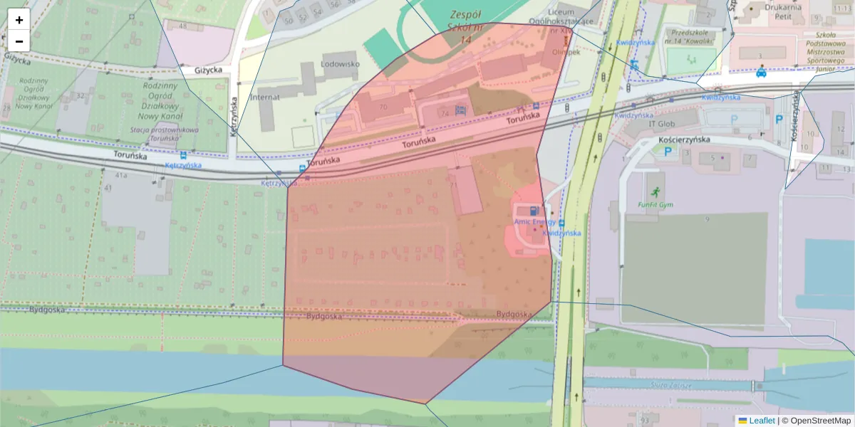 Szczegółowa mapa kodu pocztowego 51-414 z granicami, sąsiednimi kodami pocztowymi i urzędami pocztowymi