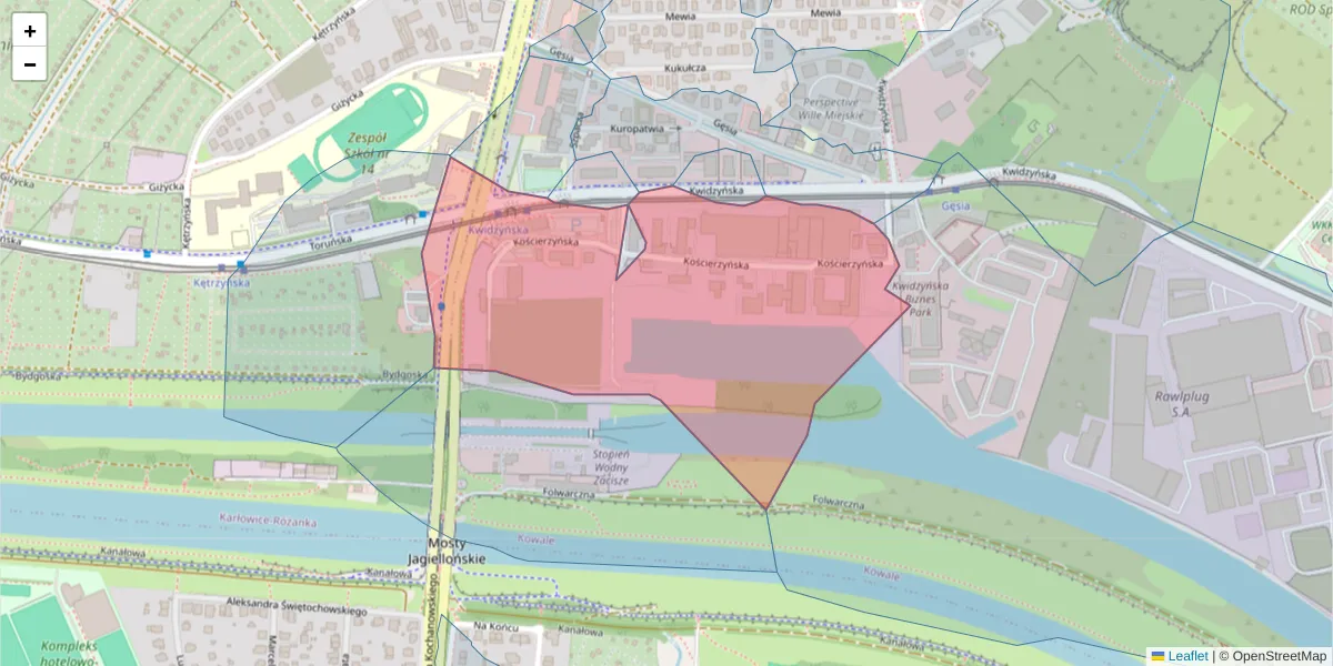 Szczegółowa mapa kodu pocztowego 51-430 z granicami, sąsiednimi kodami pocztowymi i urzędami pocztowymi