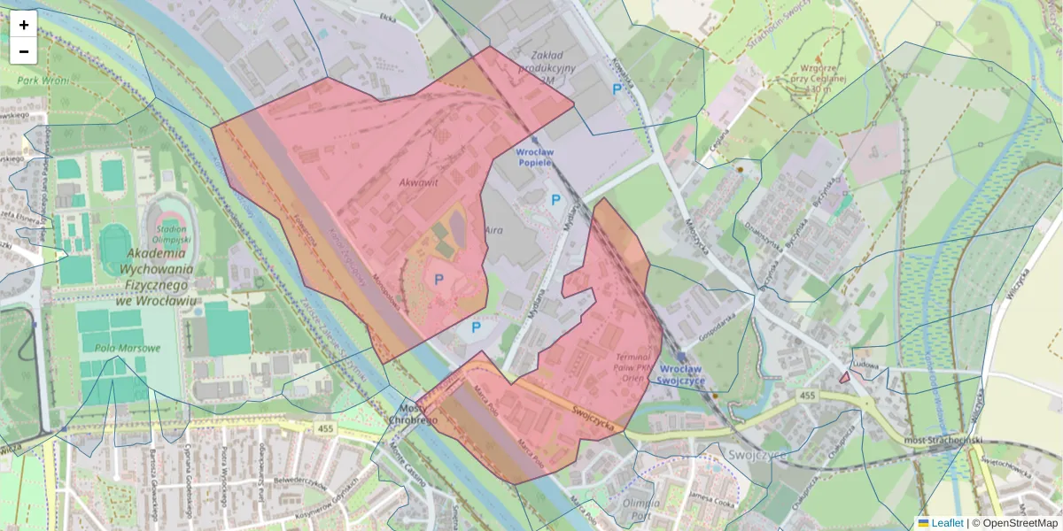 Szczegółowa mapa kodu pocztowego 51-501 z granicami, sąsiednimi kodami pocztowymi i urzędami pocztowymi