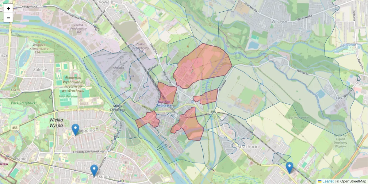 Szczegółowa mapa kodu pocztowego 51-503 z granicami, sąsiednimi kodami pocztowymi i urzędami pocztowymi