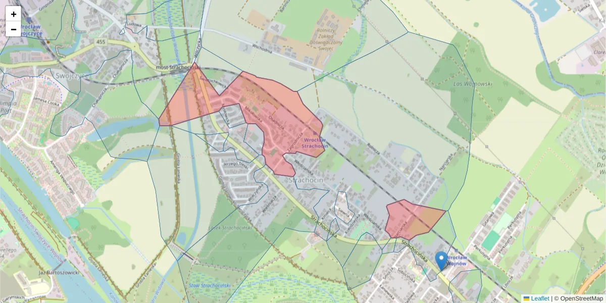 Szczegółowa mapa kodu pocztowego 51-515 z granicami, sąsiednimi kodami pocztowymi i urzędami pocztowymi