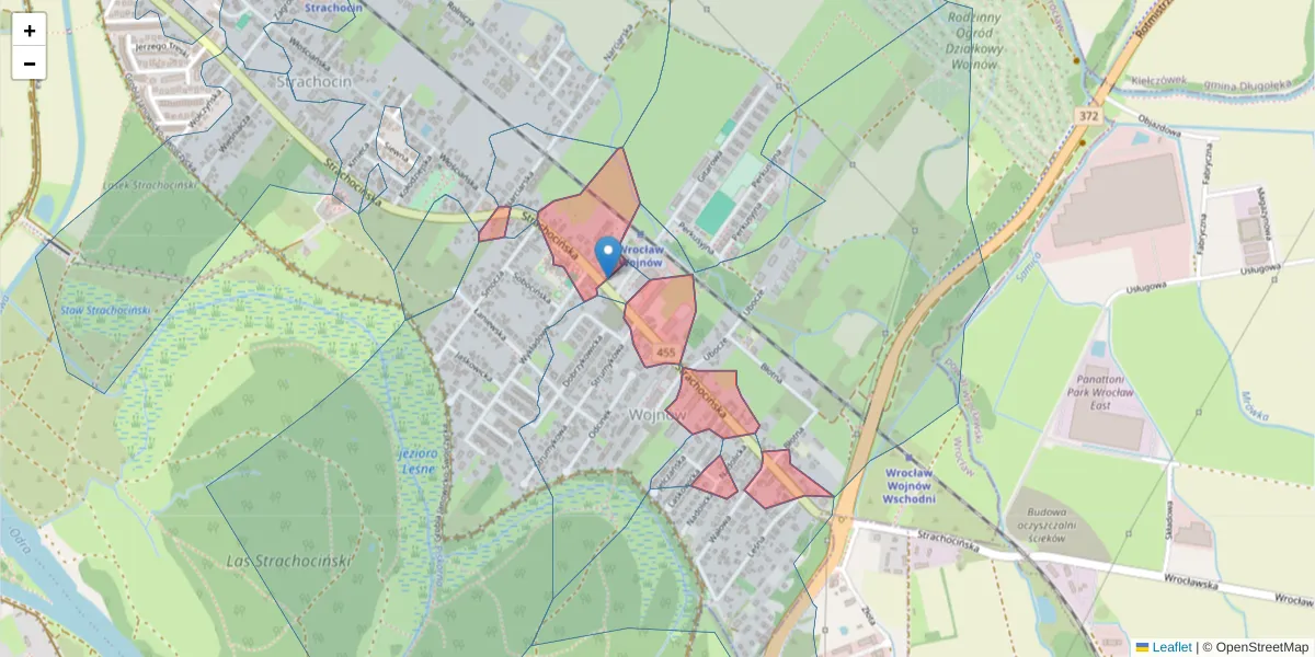 Szczegółowa mapa kodu pocztowego 51-518 z granicami, sąsiednimi kodami pocztowymi i urzędami pocztowymi