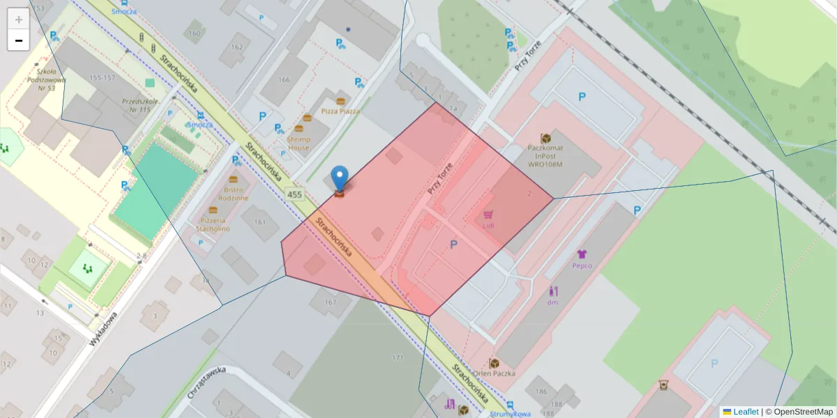 Szczegółowa mapa kodu pocztowego 51-519 z granicami, sąsiednimi kodami pocztowymi i urzędami pocztowymi
