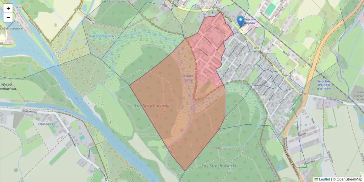 Szczegółowa mapa kodu pocztowego 51-520 z granicami, sąsiednimi kodami pocztowymi i urzędami pocztowymi